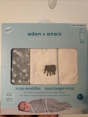 aden + anais Plush Swaddle Set - Gray & Cream Elephant Motif